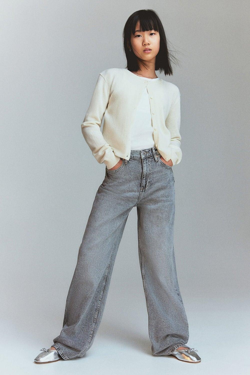Girls Wide Leg Jeans with Adjustable Waist - Image 1