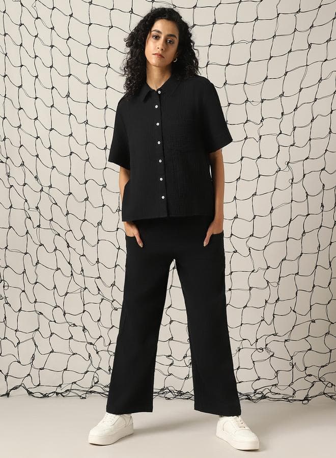 Self Design Cotton Shirt and Trouser Co-ord Set - Image 1