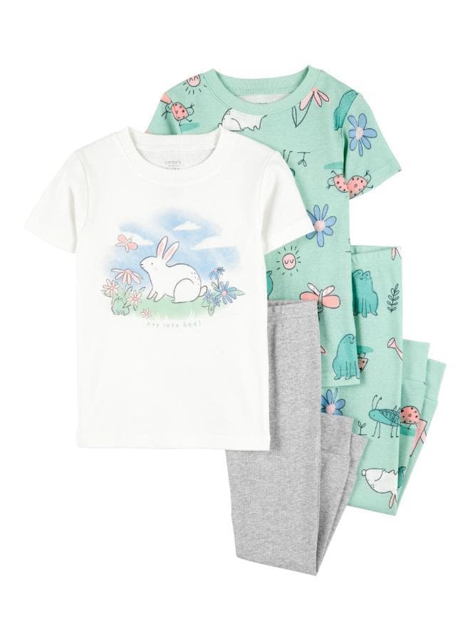 Toddler 4-Piece Printed Cotton Pyjamas Set - Image 1