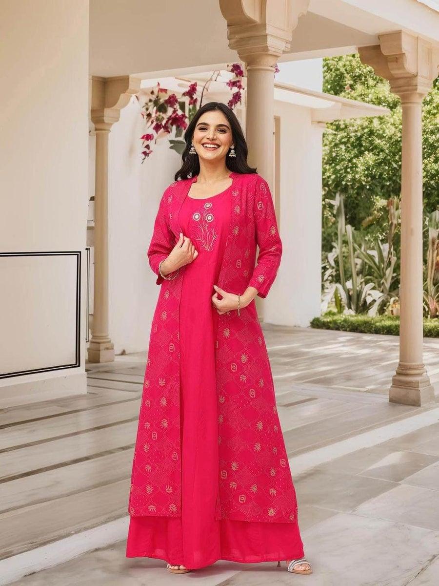 Ishin Floral Print Cotton Kurta Set with Jacket - Image 1