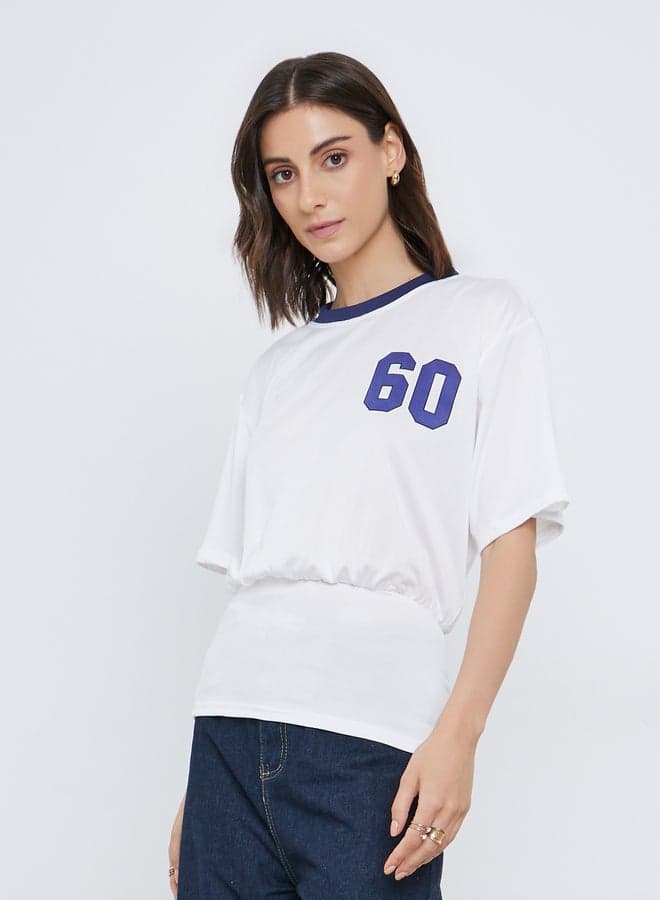 Contrast Neck Trim Graphic Print T-Shirt - Image 1
