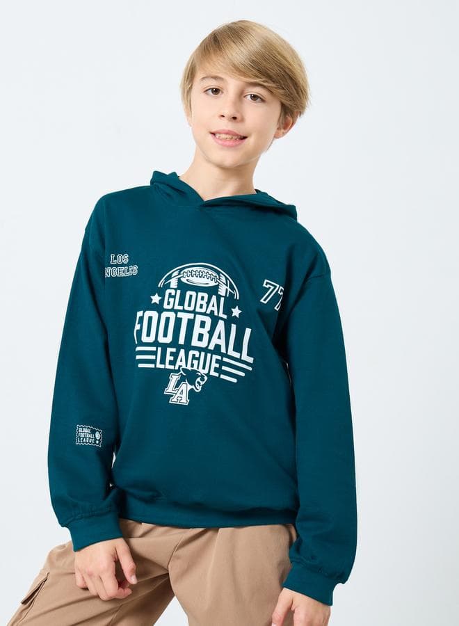 Styli Teens Teal Varsity Graphic Hoodie - Image 1