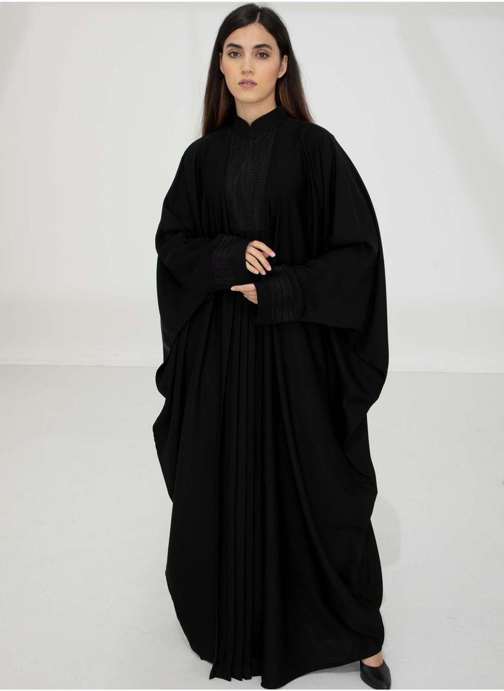 Black Nida Bisht with Lace Detailing - Image 1