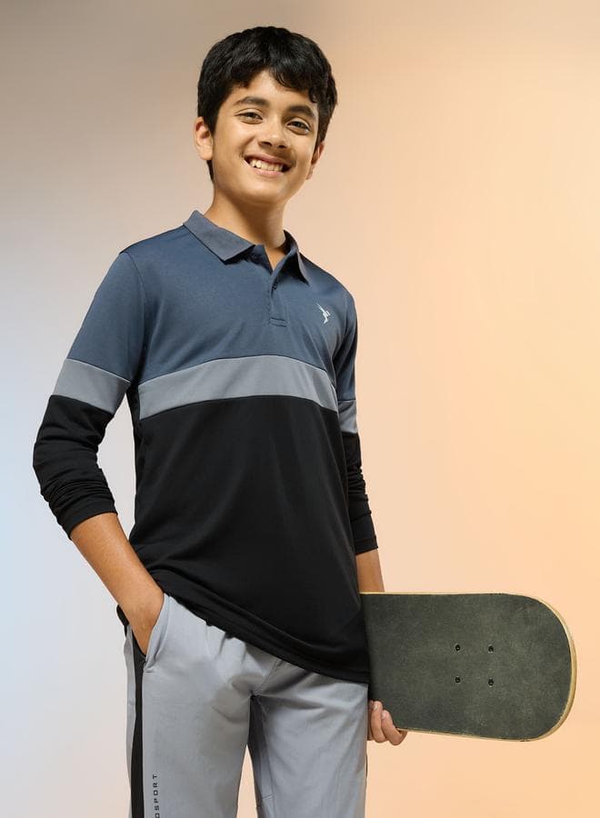 Technosport Teen Color Block Slim Fit Polo - Image 1