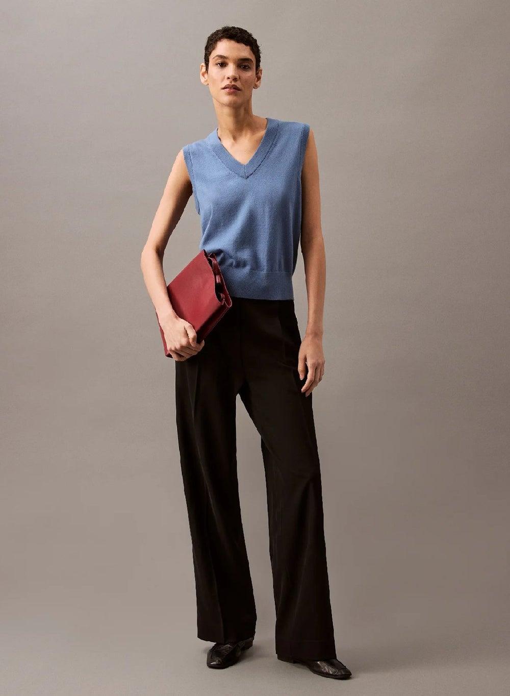 Relaxed Crepe Pleated Trousers - Image 1