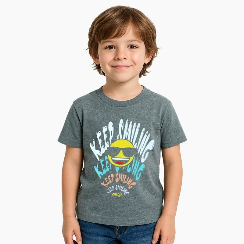 Emoji Keep Smiling Boys Short Sleeve T-Shirt - Image 1