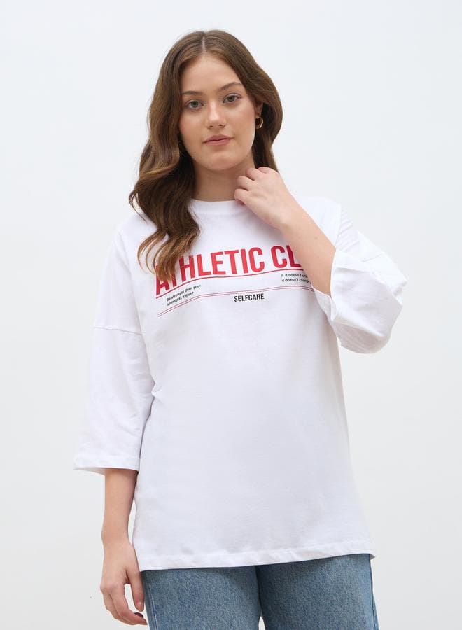 Slogan Print Oversized Women’s T-Shirt - Image 1