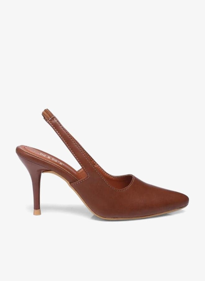 GNIST Plain Pointed Toe Stiletto Heel Slingback Shoes - Image 1