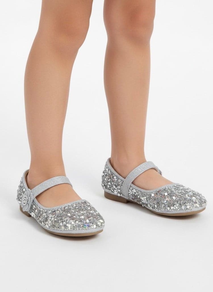 Kadena Girls Silver Glitter Mary Jane Dress Pumps - Image 1