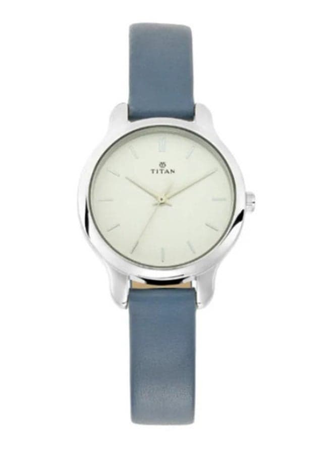 Titan Women’s Minimalist Watch with White Dial and Leather Strap - Image 1