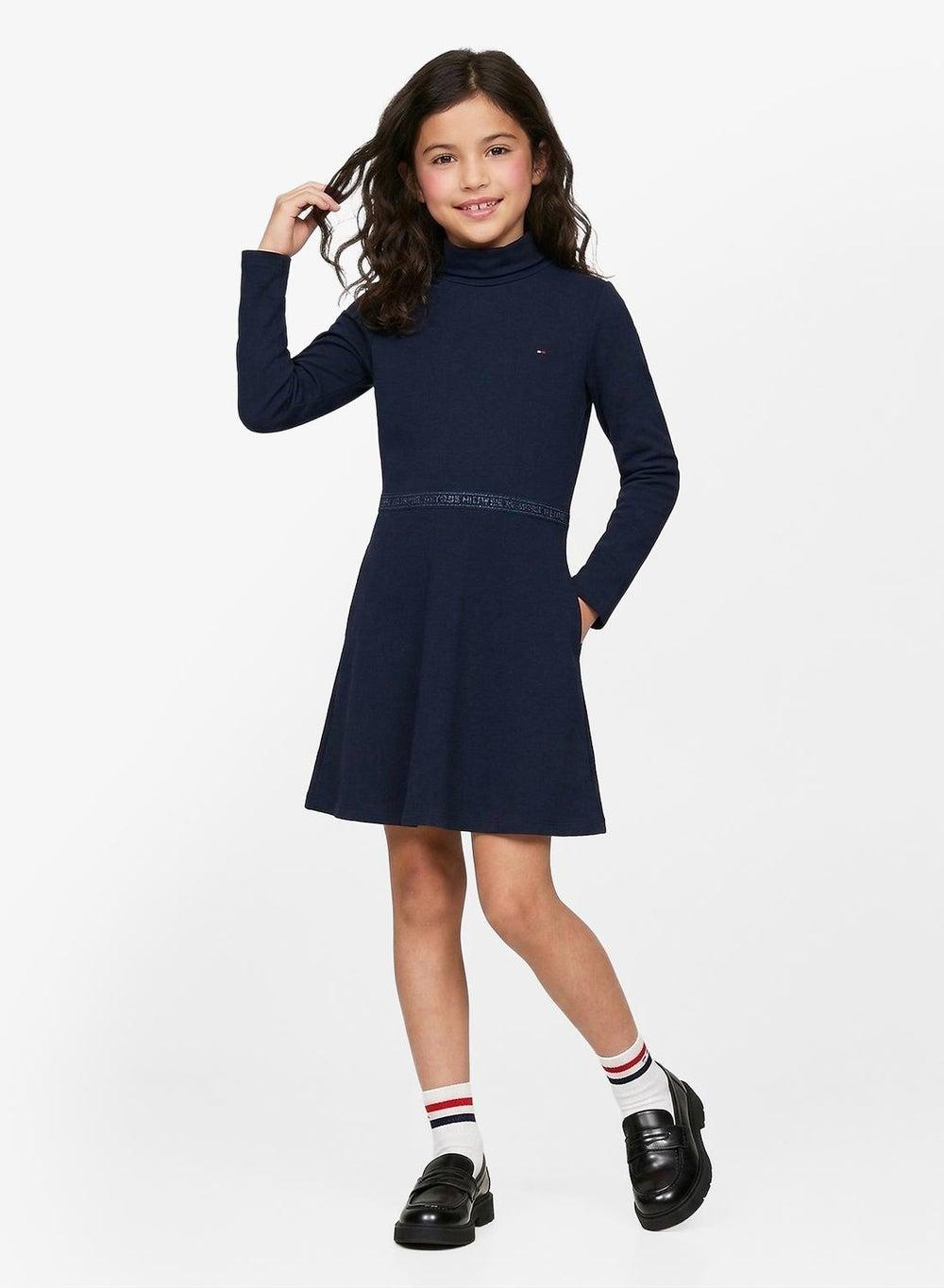 Kids Essential Skater Dress with Sparkly Logo Waistband - Image 1