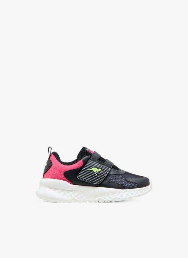 Girls' Colourblock Sports Shoes with Hook and Loop Closure - Image 1