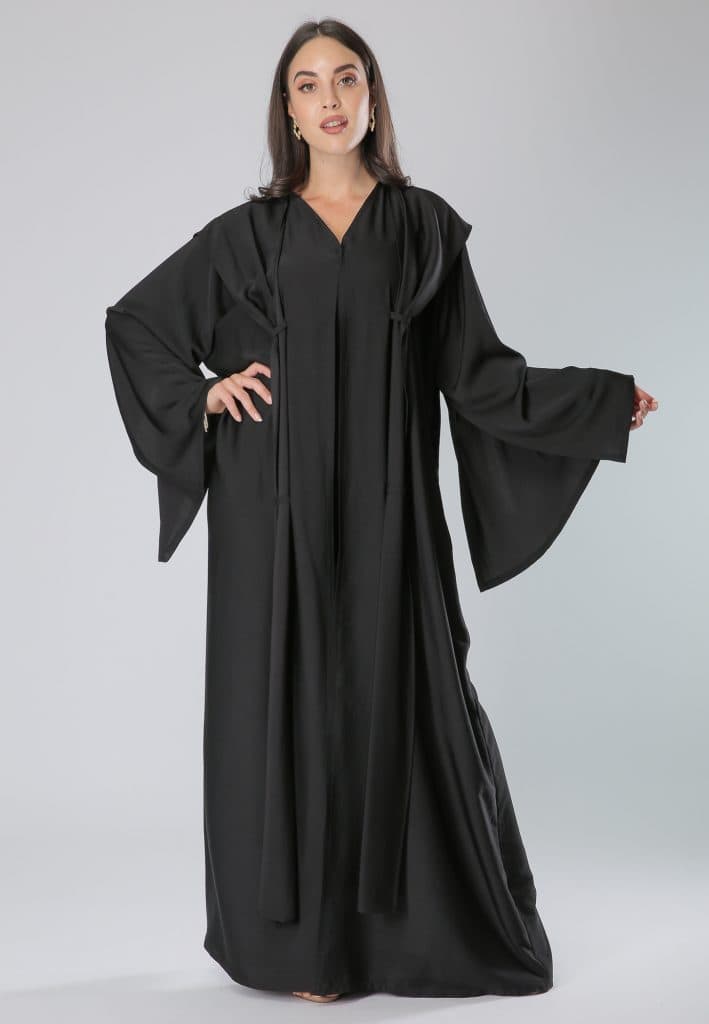 Bell Sleeves Knotted Layer Abaya - Image 1