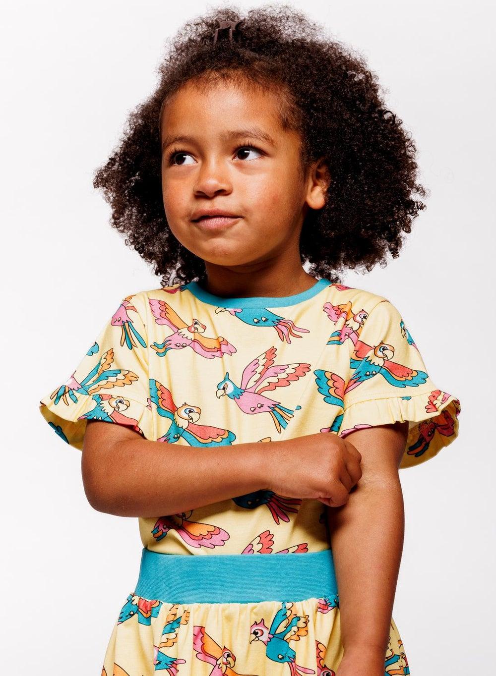 Parrot Print Organic Cotton T-Shirt for Kids - Image 1