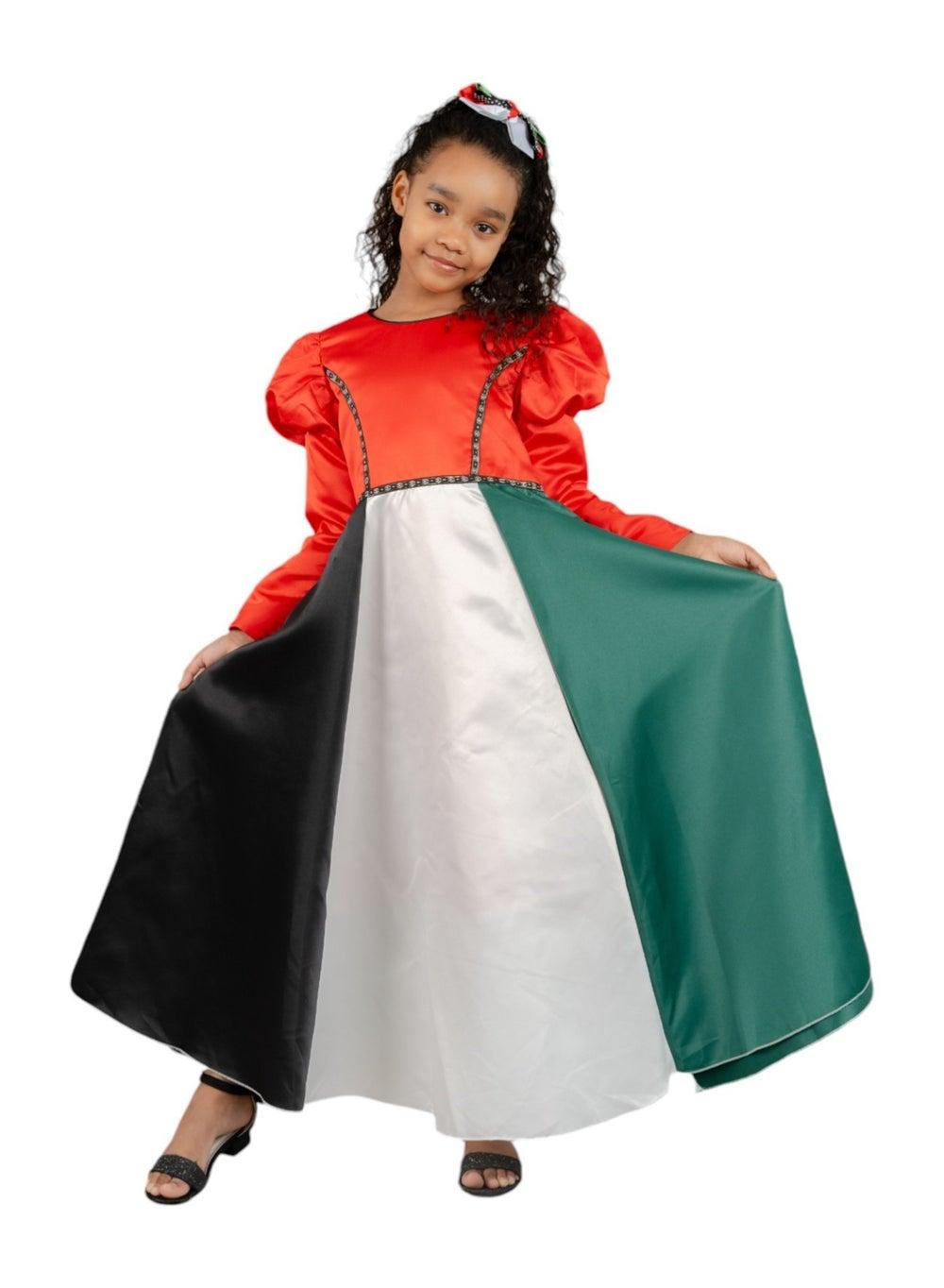 Color Block UAE National Maxi Dress for Girls - Image 1