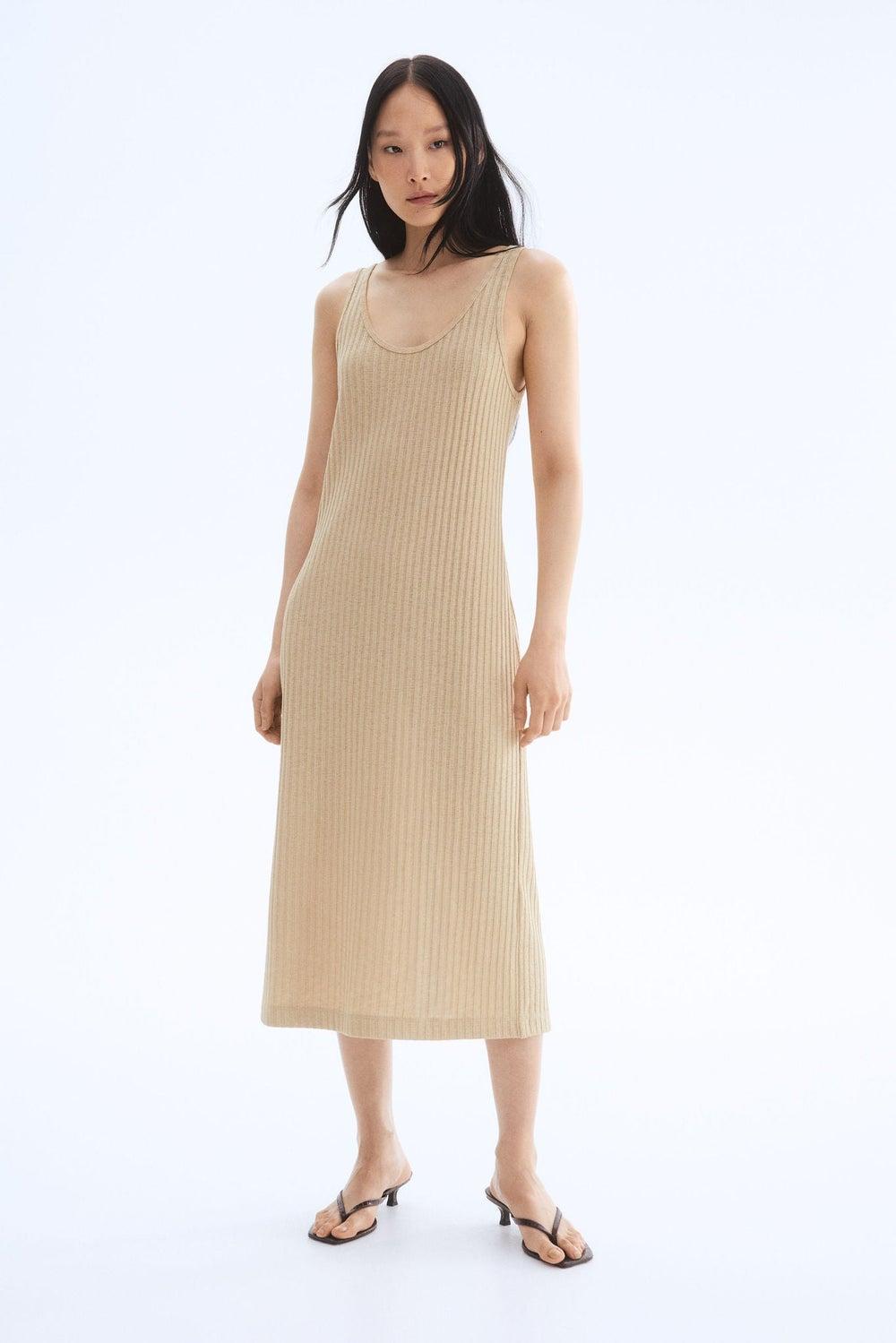 Rib-Knit Sleeveless Dress with Scoop Neckline - Image 1
