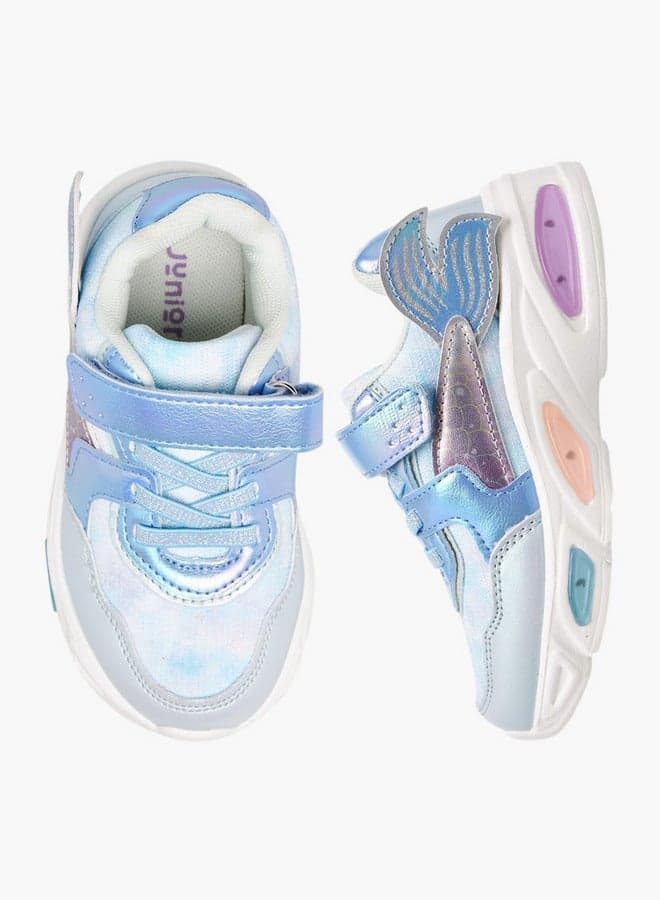 Mermaid Applique Light-Up Sneakers with Hook and Loop Closure - Image 1