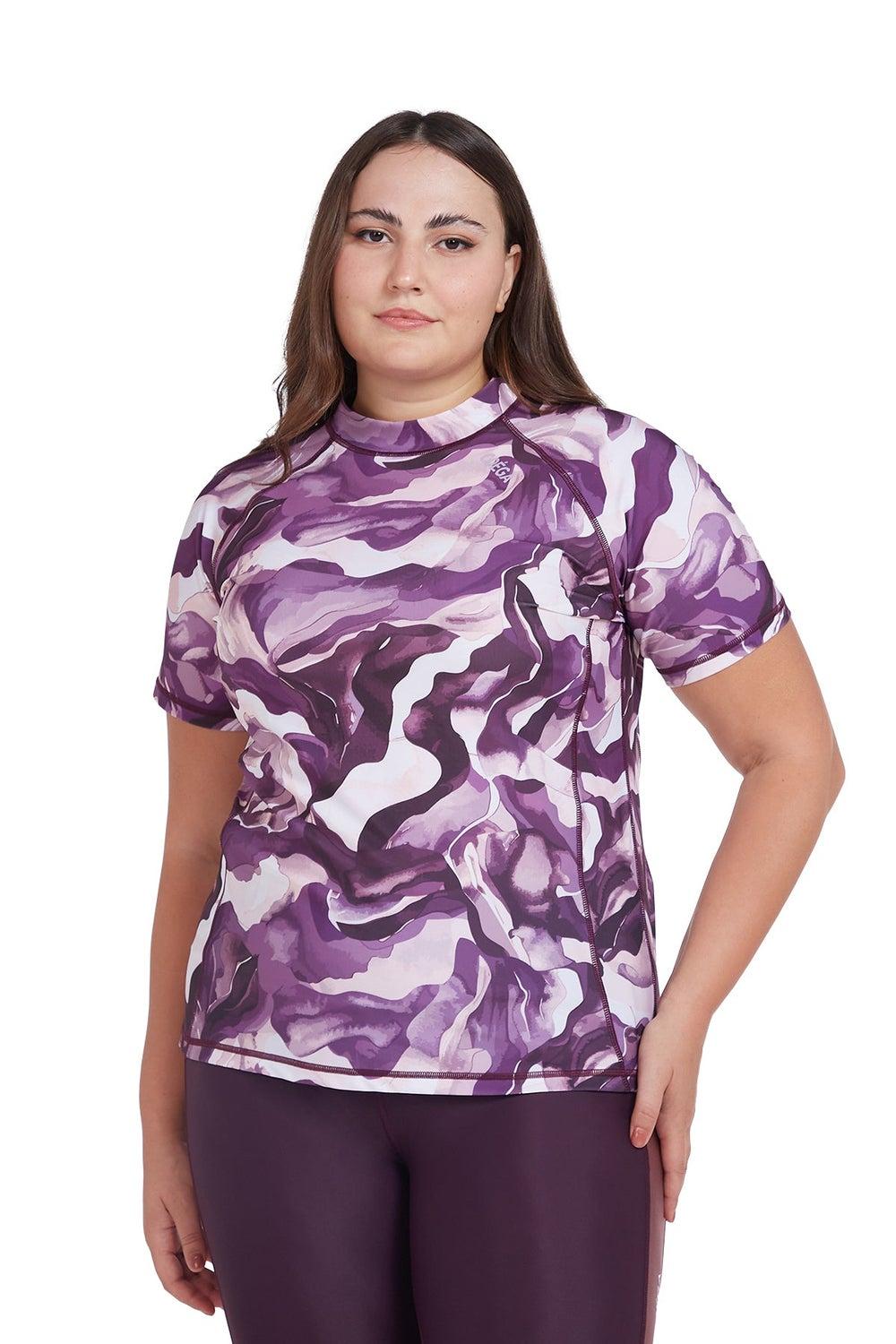 COEGA Ladies Short Sleeve Rashguard - Dusky Purple Textures - Image 1