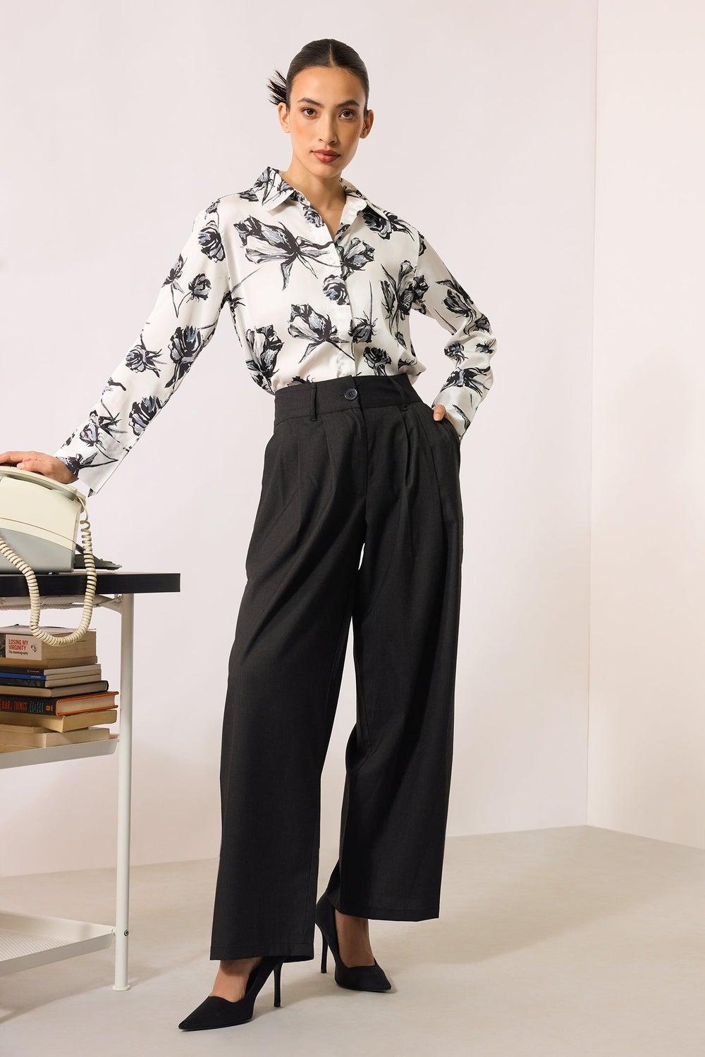 Virgio Women Full Length Solid Pleated Trousers - Image 1