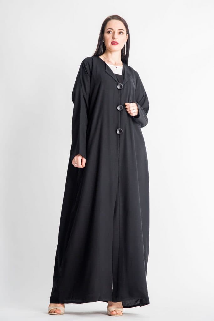 Button Detailed Coat Abaya - Image 1