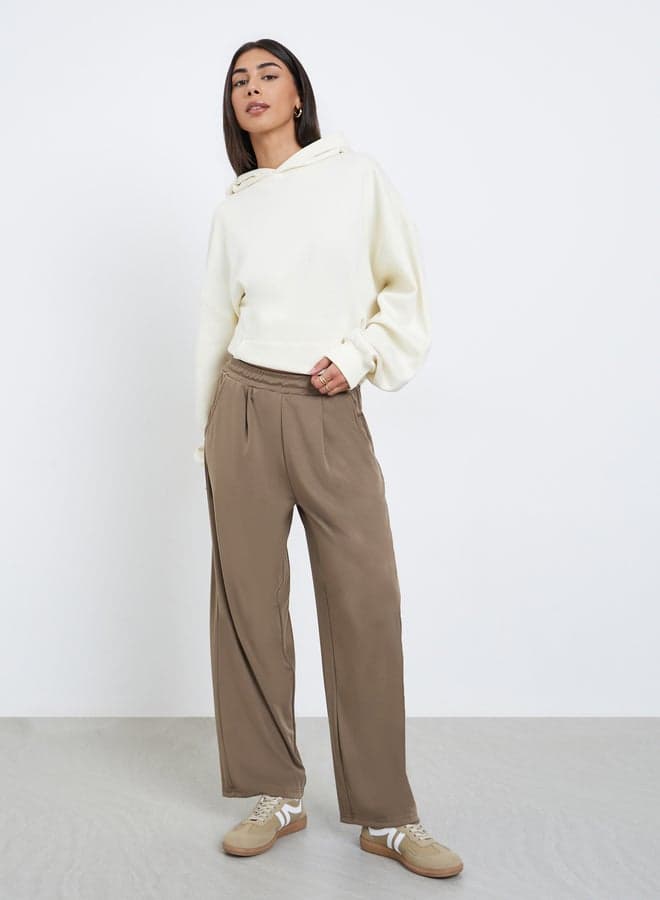 Women Brown Relaxed Wide Leg Trousers - Image 1