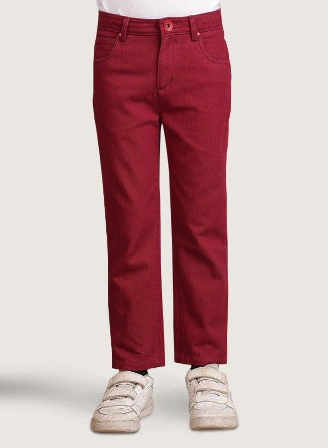 One Friday Boys Red Solid Trouser - Image 1