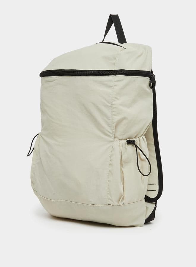 Styli Solid Backpack with Zip Closure and Drawstring Detail - Image 1