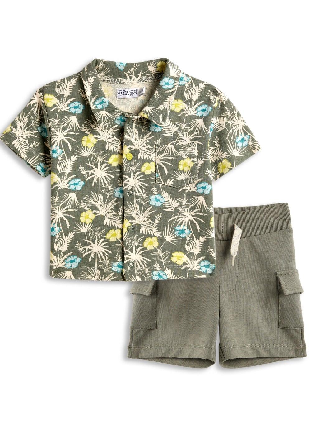 BOYS 2 Piece AOP Shirt and Cargo Shorts Set - Image 1