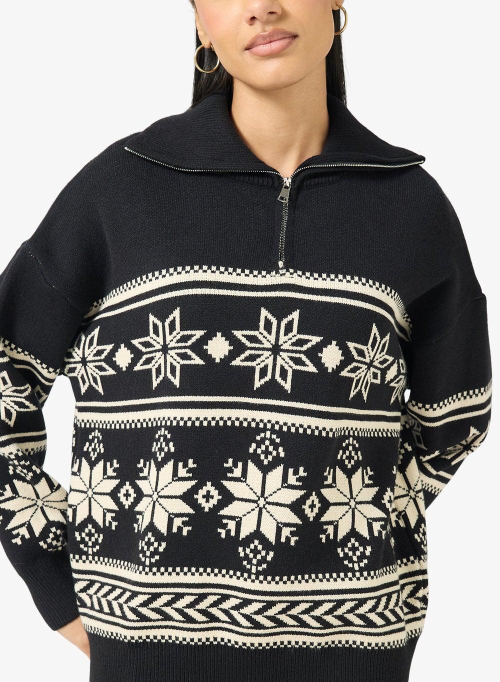 Zip Up Fairisle Sweater for Women - Image 1