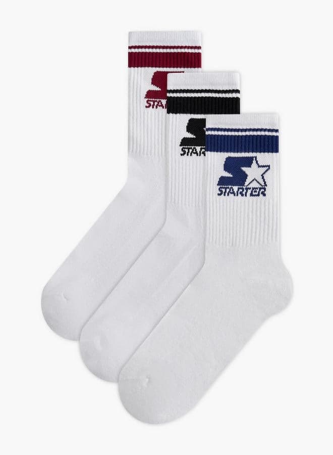 3-Pack Starter Ribbed Crew Socks with Antibacterial Protection - Image 1