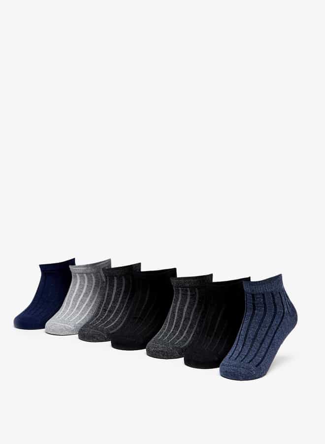 Boys Striped Ankle Socks, Set of 7 - Image 1