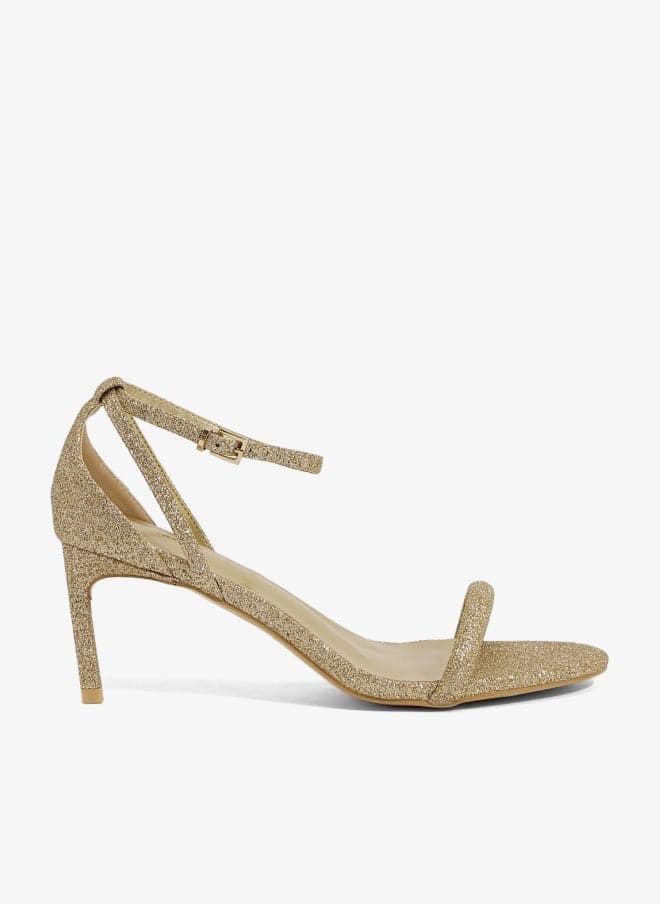 Glitter Ankle Strap Heeled Sandals - Image 1