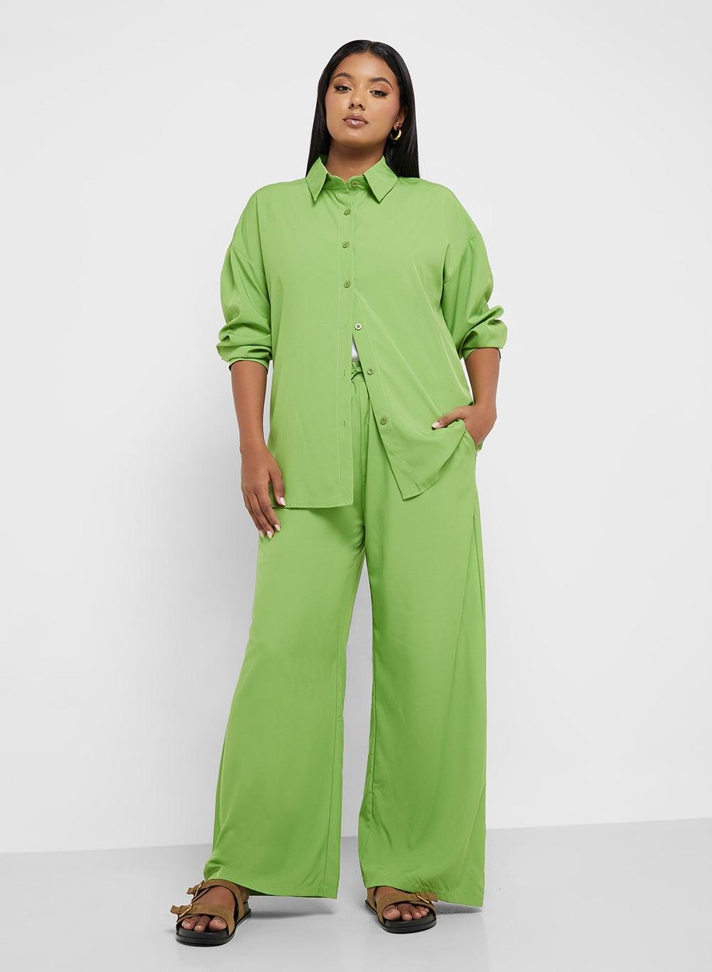 Relaxed Fit Buttoned Shirt & Pant Coord Set - Image 1