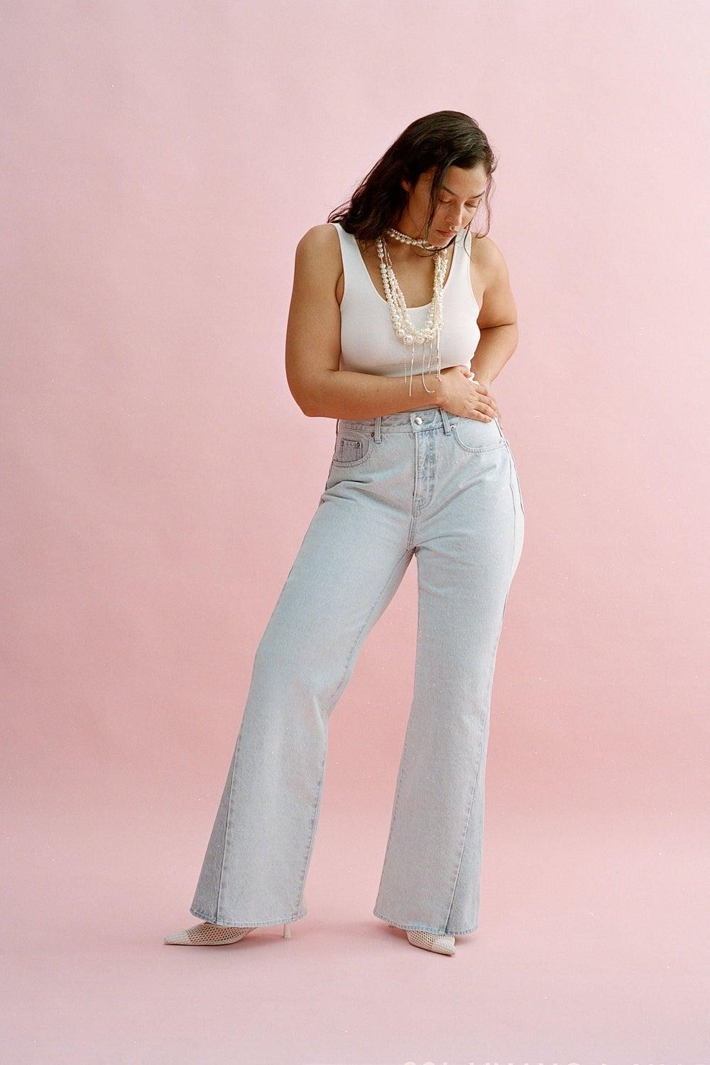 Flared Jeans with Contrast Inset - Image 1