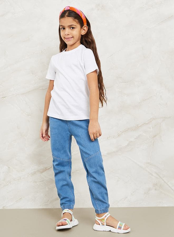 Girls Pocket Detail Jogger Jeans - Image 1