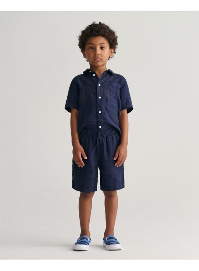 Gant Kids Navy Linen Casual Shorts - Image 1