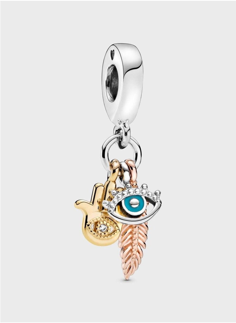 Hamsa, All-Seeing Eye & Feather Spiritual Charm - Image 1
