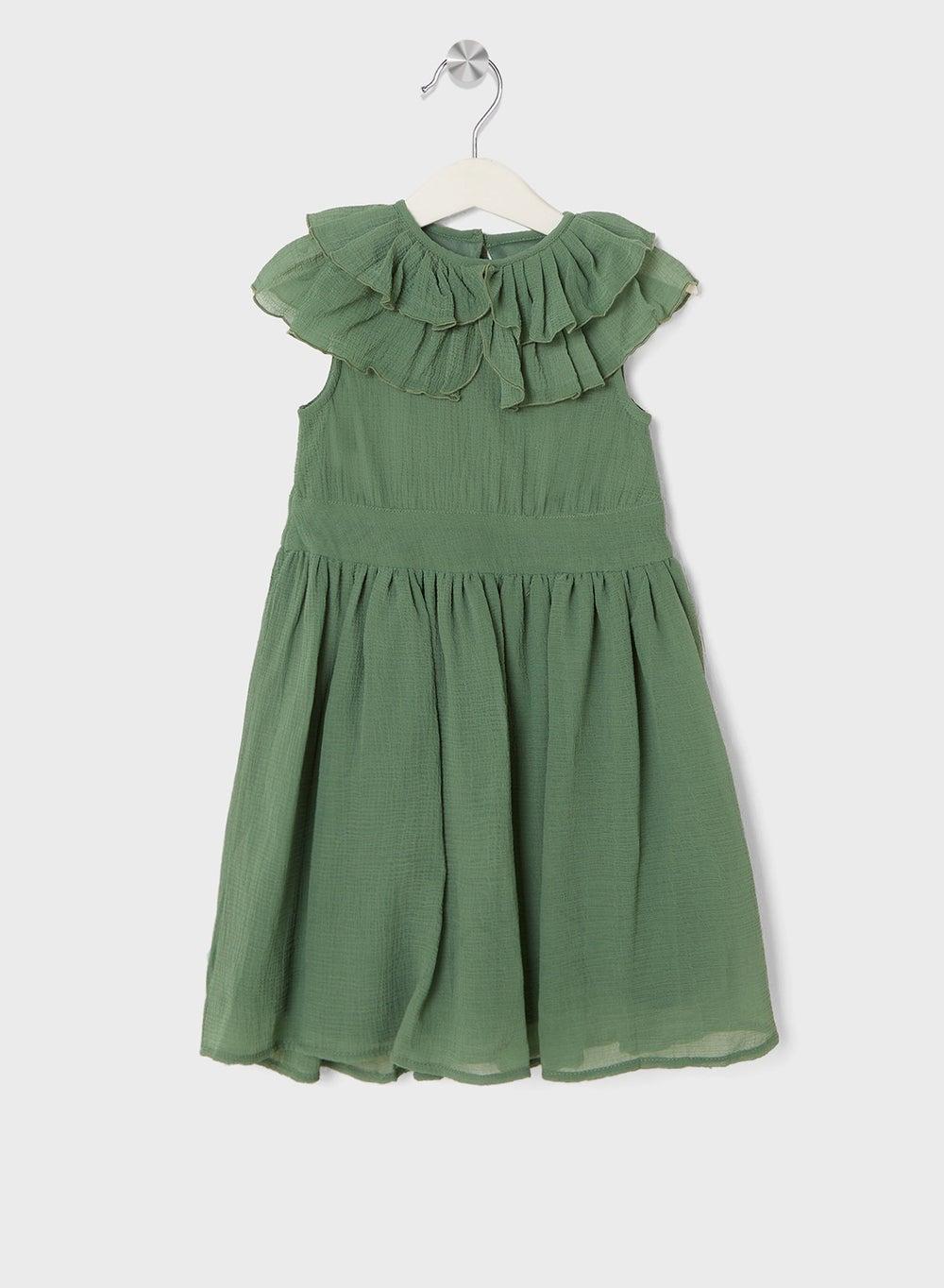 Ruffled Green Sundress for Girls - Image 1