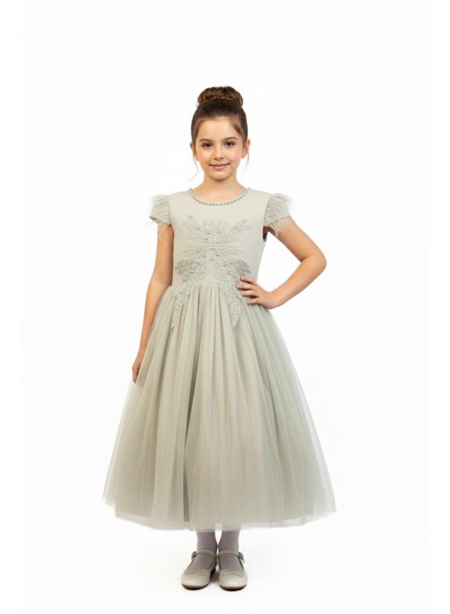 Embellished Chiffon Girls' Gala Dress - Image 1