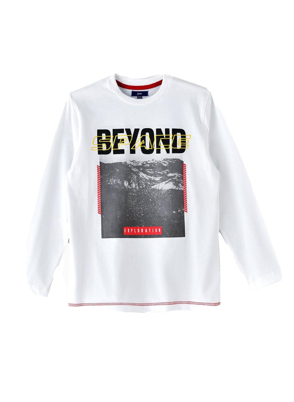 Boys' Beyond Space Graphic Long-Sleeve Cotton T-Shirt - Image 1
