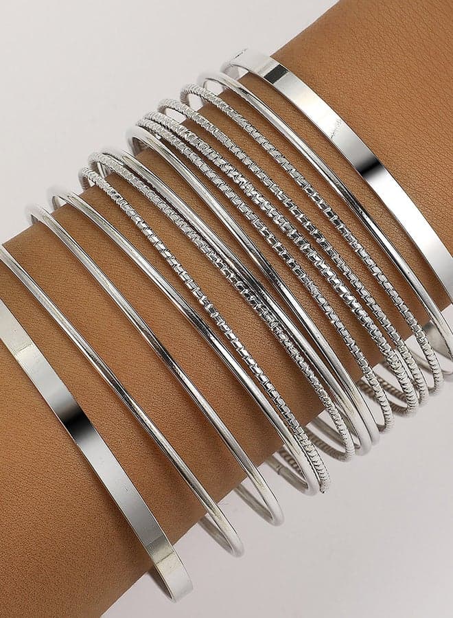 Set of 14 Textured Bangles - Image 1