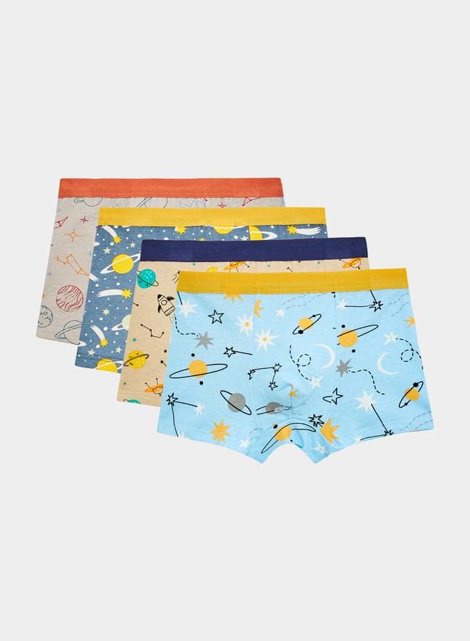 Styli Boys Pack of 4 Printed Briefs with Contrast Waistband - Image 1