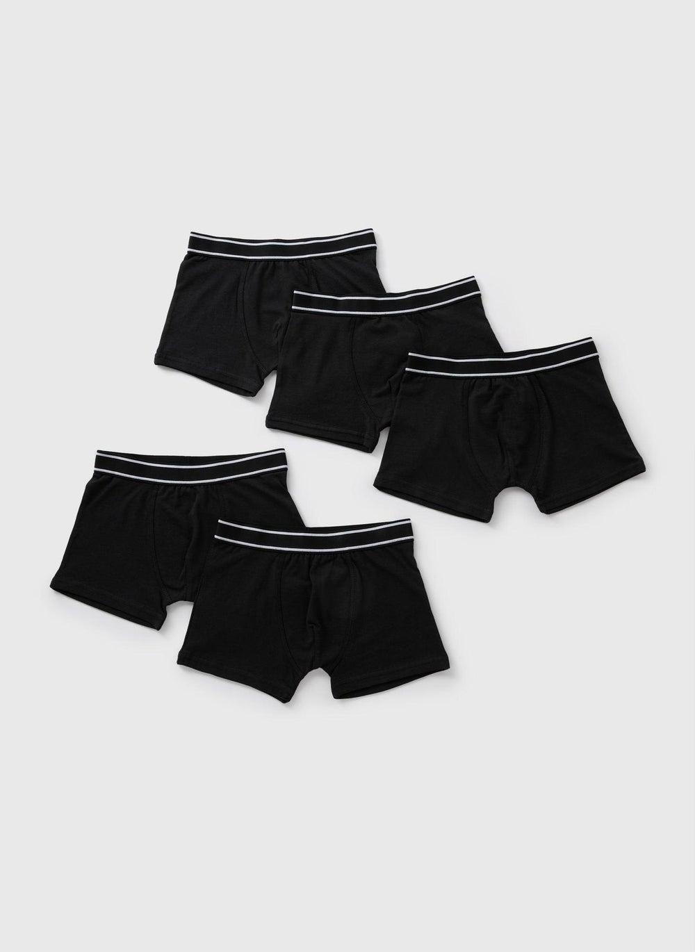 Boys 5 Pack Black Cotton Rich Trunks - Image 1