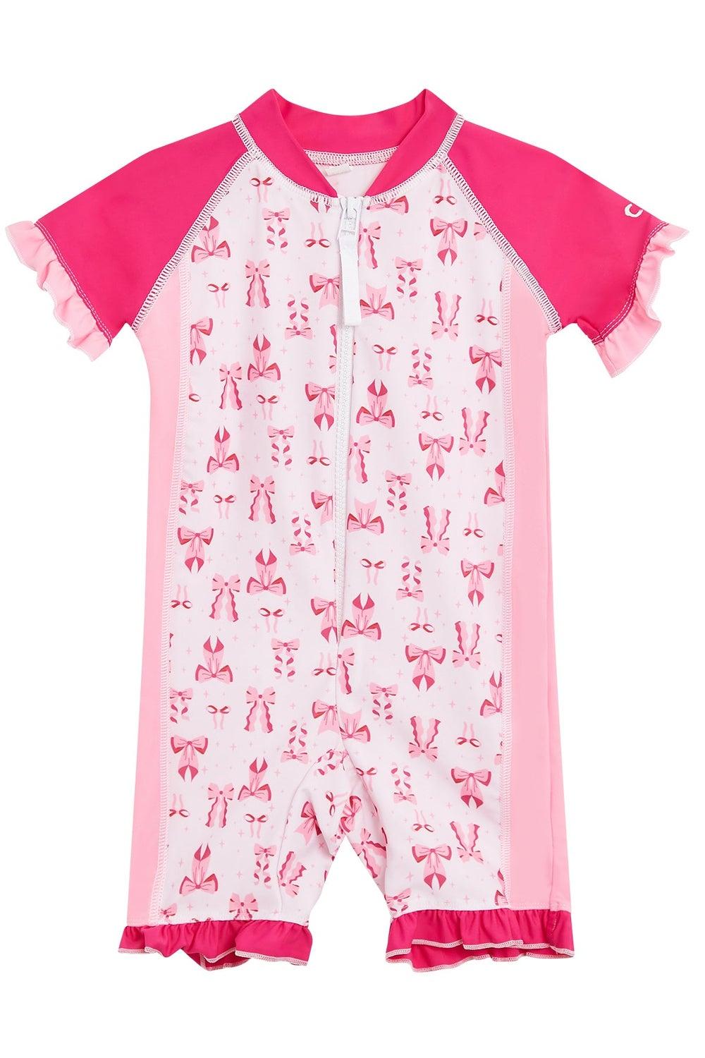 COEGA Girls Baby One-Piece Swimsuit with Pink Bows - Image 1