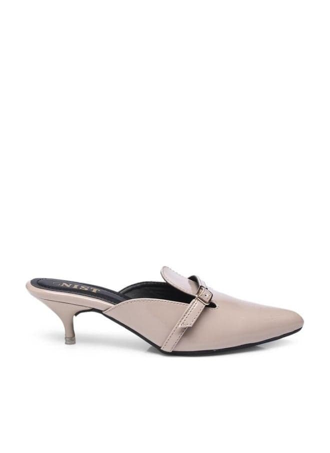 GNIST Buckle Detail Pointed Toe Kitten Heel Mules - Image 1
