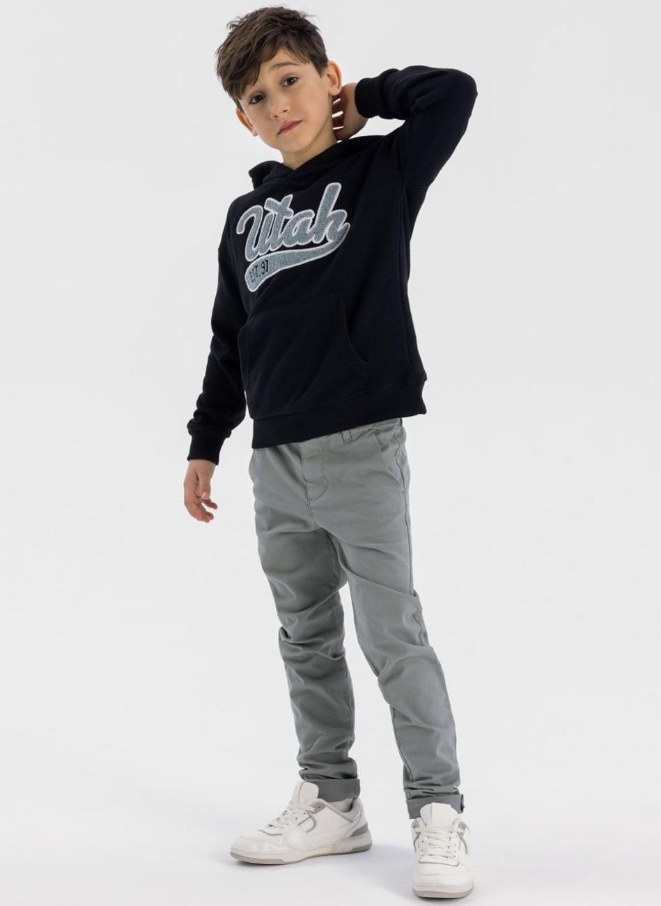 Boys Grey Chino Trousers with Adjustable Waistband - Image 1