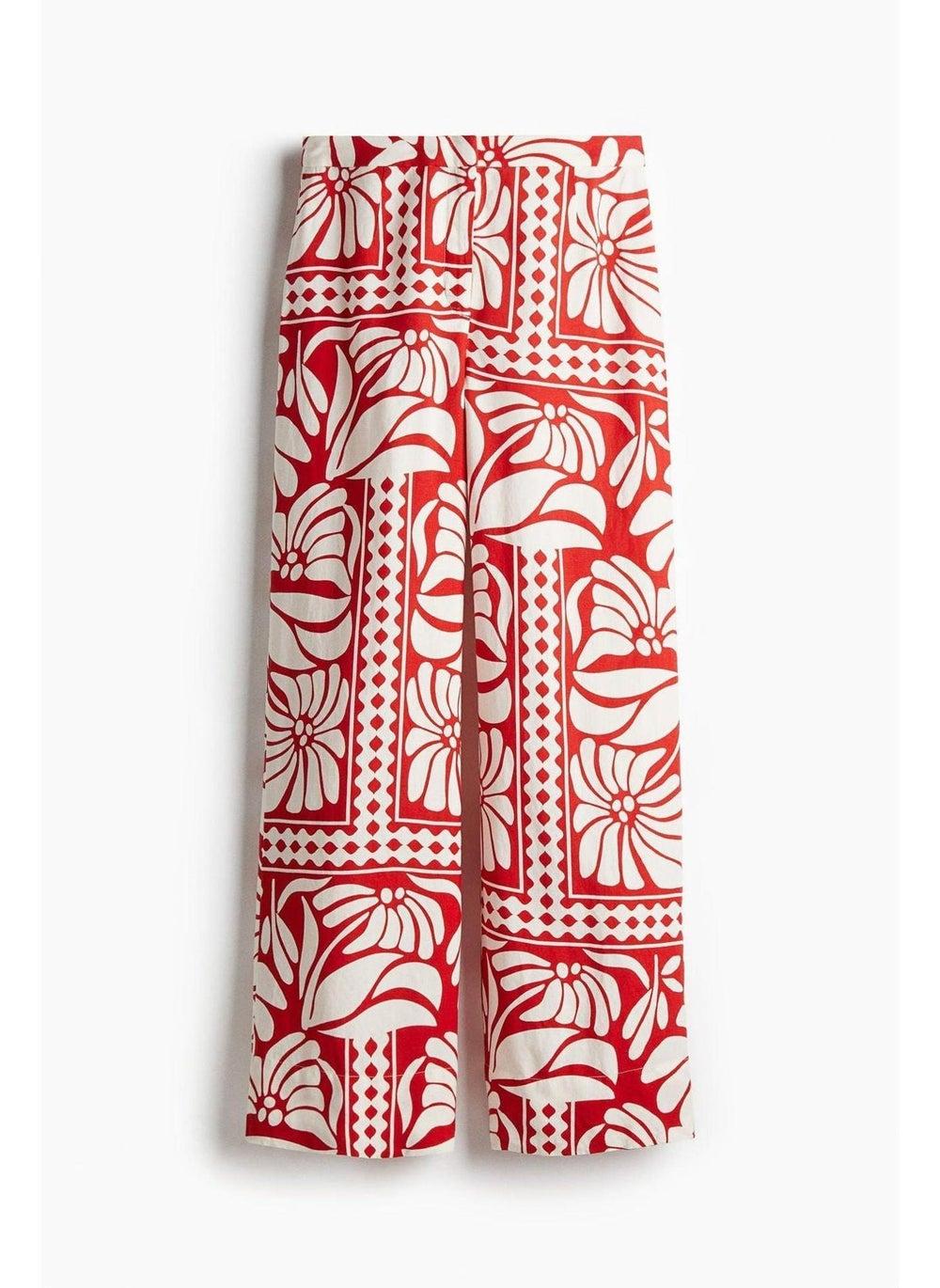 Linen-Blend High-Waist Wide-Leg Trousers - Image 1
