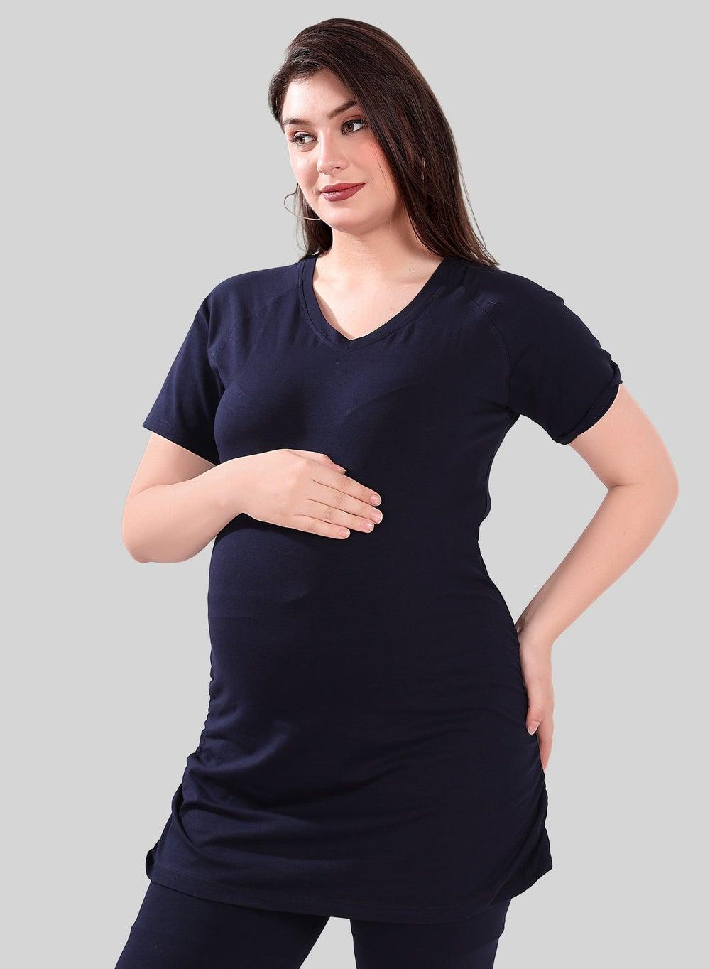 TUMMY Maternity T-Shirt in Navy - Image 1