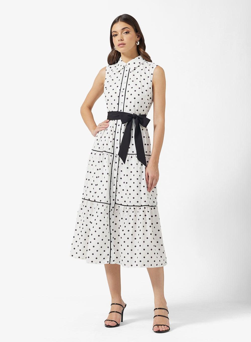 ELLA Polka Print Midi Dress - Image 1