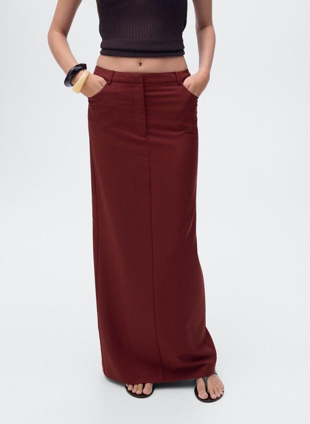 Long High-Waist Pencil Skirt with Back Slit - Image 1